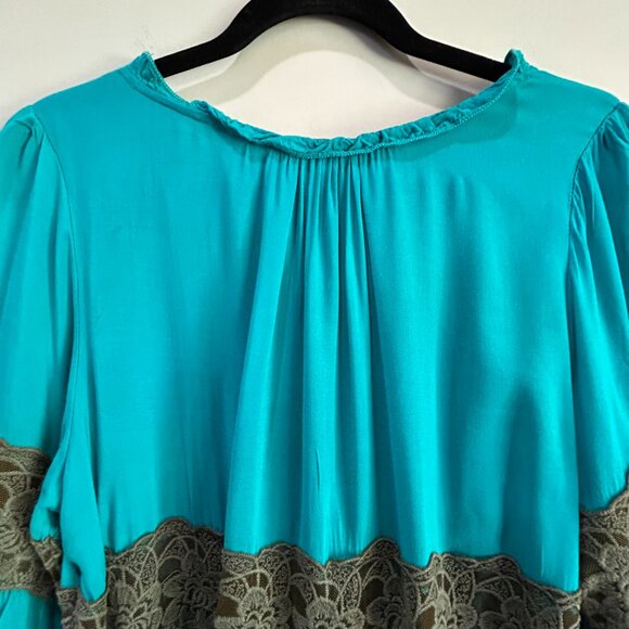 Urban Mango‎ Dress Boho Chic Turquoise Lace Tiered Size Large Women's - Picture 5 of 8
